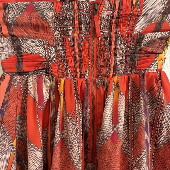 Guess Dress Womens 2 Orange Print Flirty Fairycore Flowy Halter 90s Y2K Sexy - Picture 4 of 6